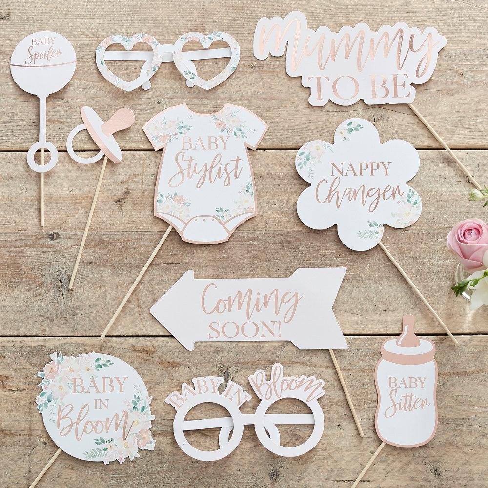 10 accessoires photo pour la fête de bébé Rose Gold yythkg