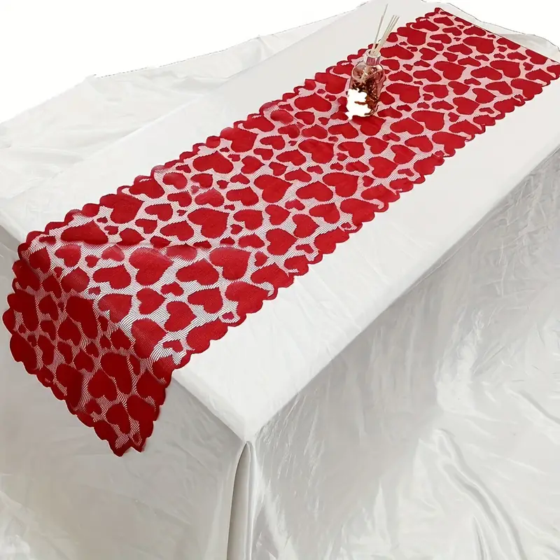 NicroValentine Heart Table Runner Red Heart Lace Table Runner - nicro