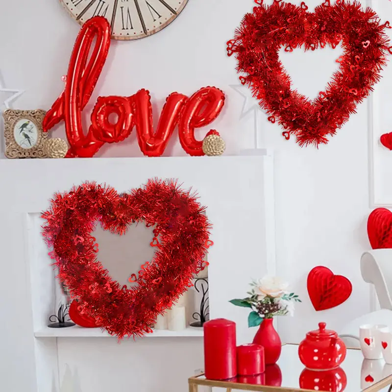 1pc día de san valentín rojo amor guirnalda de corazón ornamento 4